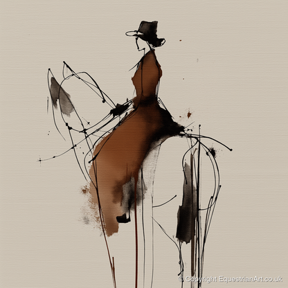 Sepia Equestrian Silhouette - horse & rider art print and canvas by Julian Vance A.I