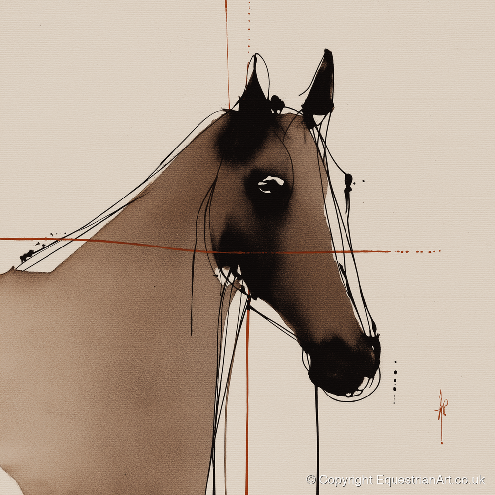 Sepia Equine Silhouette - horse portrait art print and canvas by Julian Vance A.I
