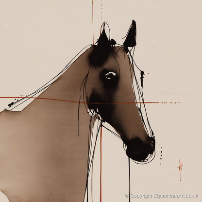 Sepia Equine Silhouette - horse portrait art print and canvas by Julian Vance A.I