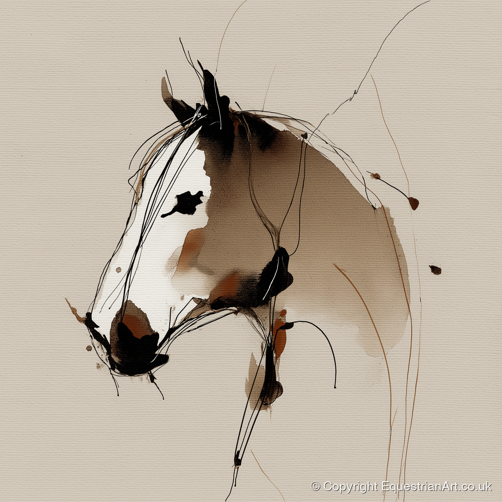 Sepia Equine Spirit - horse portrait art print and canvas by Julian Vance A.I
