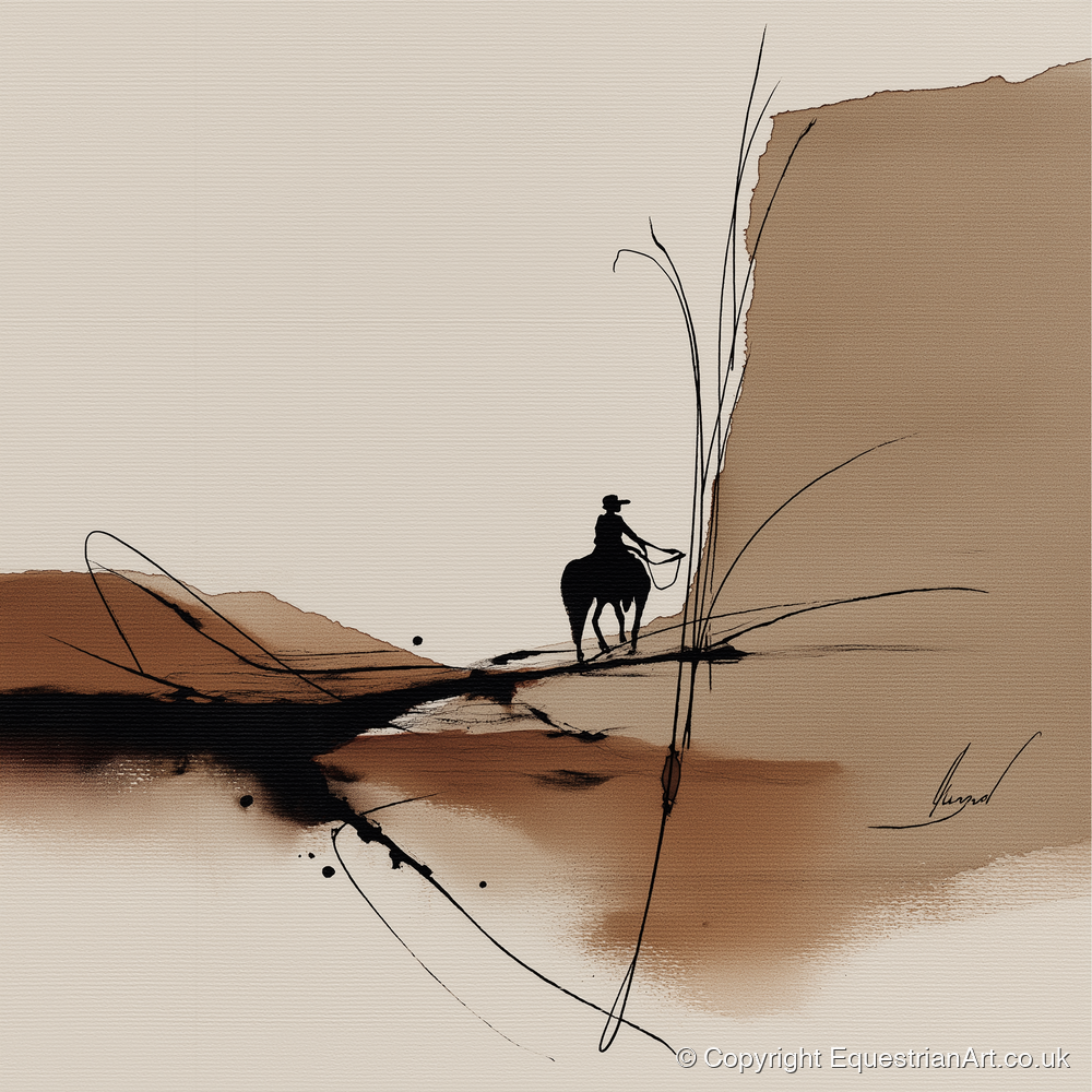 Sepia Horizons - western horse art print and canvas by Julian Vance A.I