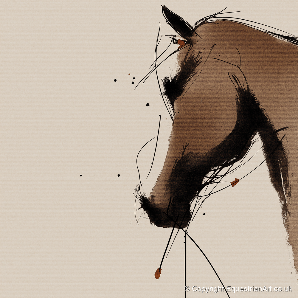 Sepia Ink Profile - horse portrait art print and canvas by Julian Vance A.I