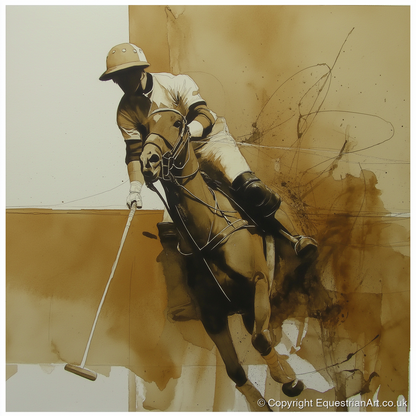 Sepia Polo Momentum - polo horse art print and canvas by Harrison Cole A.I