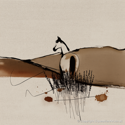 Sepia Ridge Observer - horse landscape art print and canvas by Julian Vance A.I