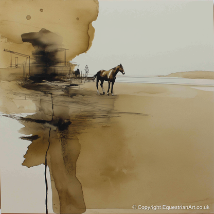 Sepia Solitude - horse landscape art print and canvas by Harrison Cole A.I