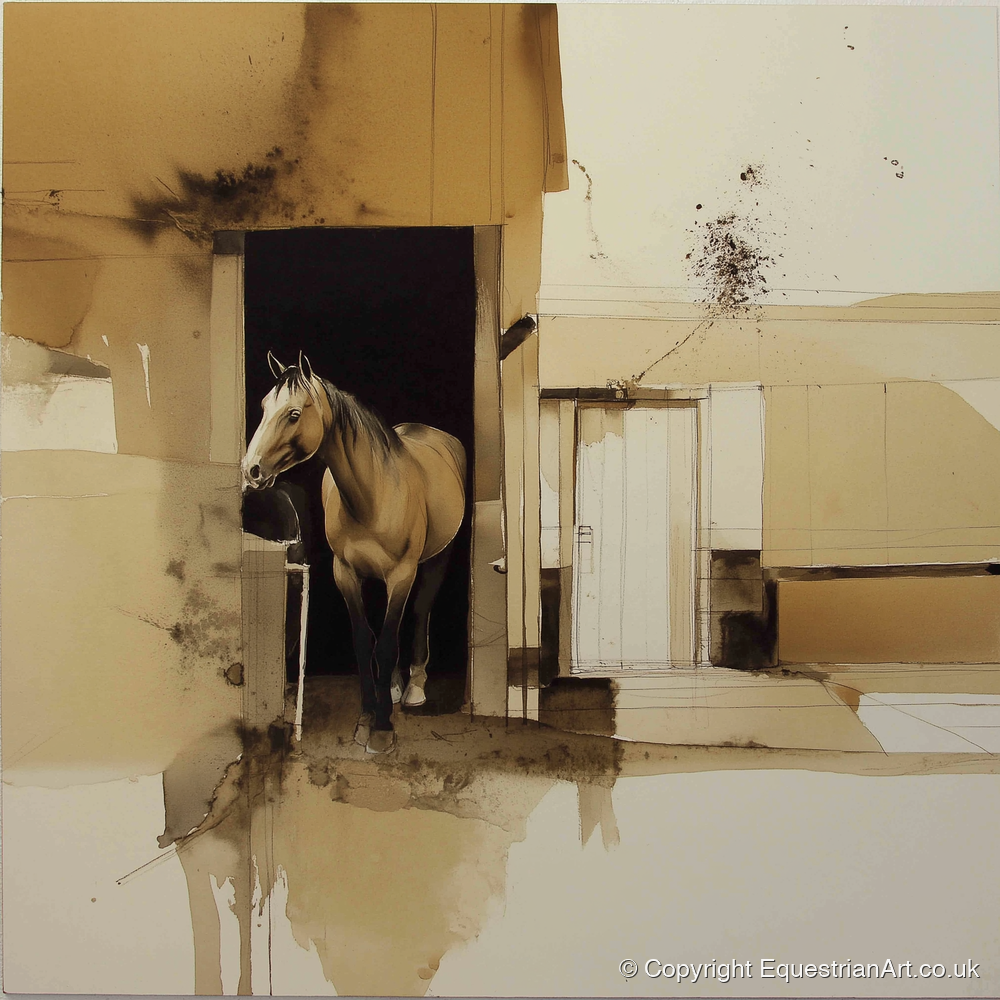 Sepia Stable Threshold - horse stable art print and canvas by Harrison Cole A.I