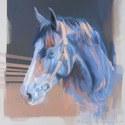 Serene Blue Profile - horse portrait art print and canvas by Charles Ashford A.I