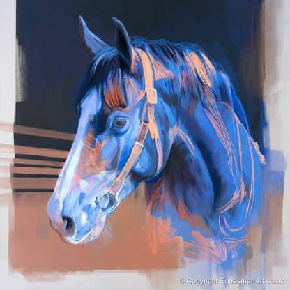 Serene Blue Profile - horse portrait art print and canvas by Charles Ashford A.I