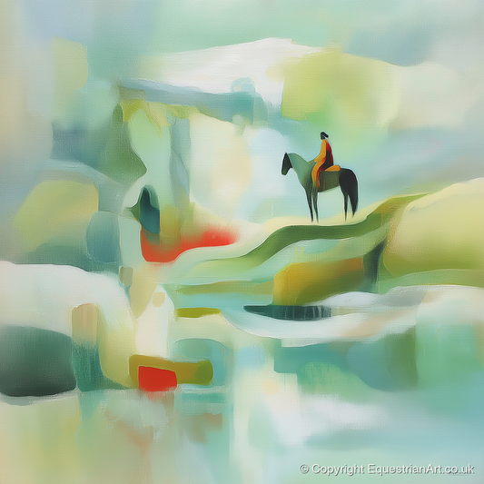 Serene Coastal Vantage - beach horse art print and canvas by Leon Lambert A.I