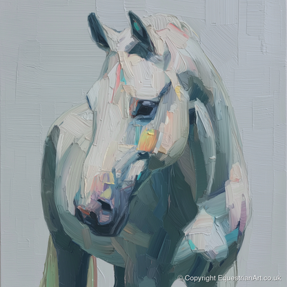 Serene Grey Portrait - horse breed art print and canvas by Stella Waverly A.I