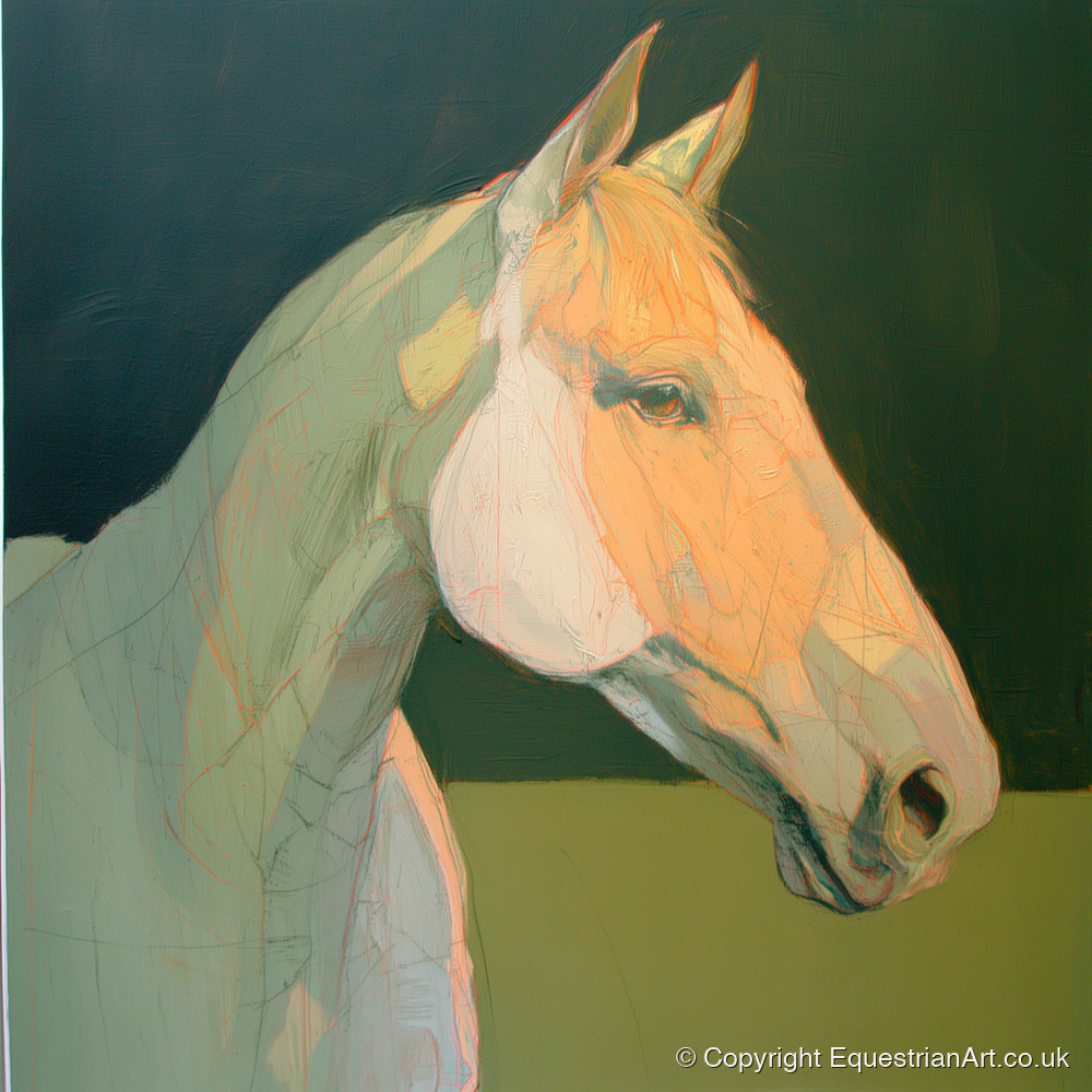 Serene Pastel Equine Profile - horse portrait art print and canvas by Emerson Grey A.I