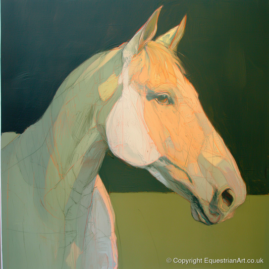 Serene Pastel Equine Profile - horse portrait art print and canvas by Emerson Grey A.I