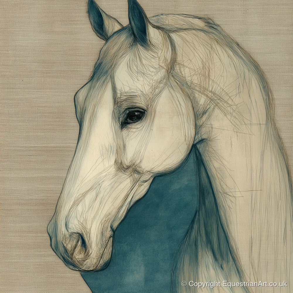 Serene Profile Sketch - horse portrait art print and canvas by Clara Pemberton A.I