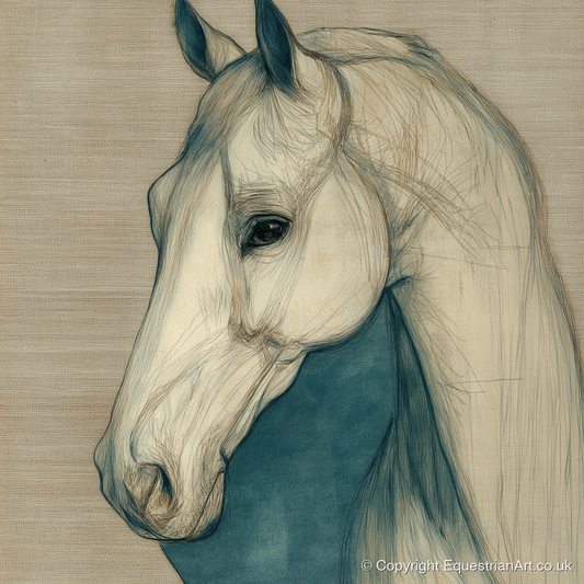 Serene Profile Sketch - horse portrait art print and canvas by Clara Pemberton A.I