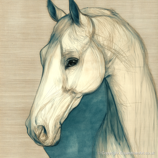 Serene Profile Sketch - horse portrait art print and canvas by Clara Pemberton A.I