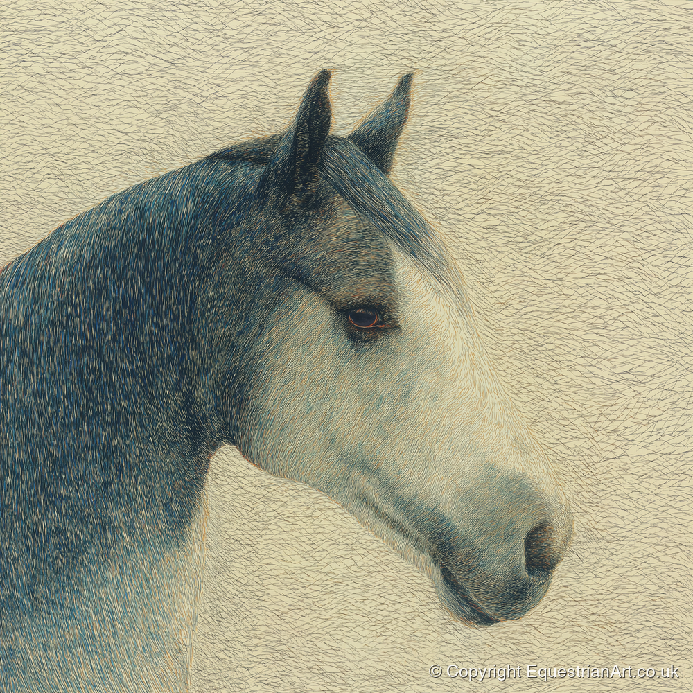 Serene Slate Profile - horse portrait art print and canvas by Arthur Sterling A.I