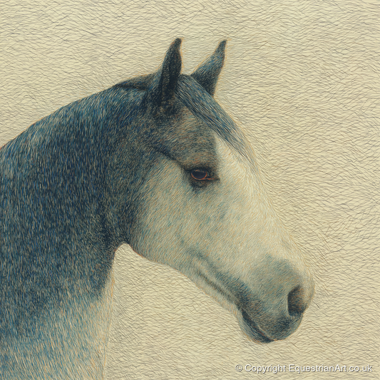 Serene Slate Profile - horse portrait art print and canvas by Arthur Sterling A.I