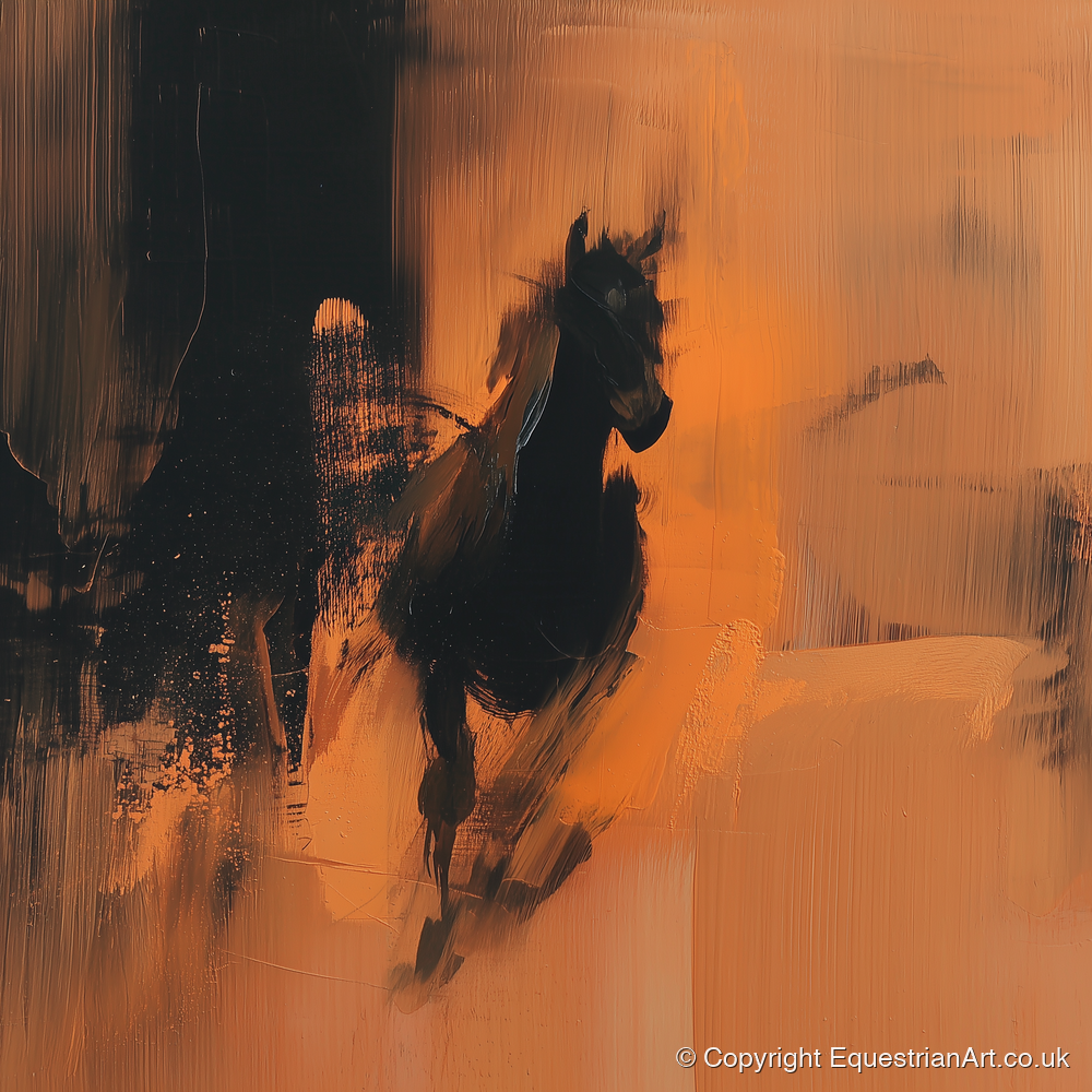 Shadow and Ember - horse portrait art print and canvas by James Yarborough A.I