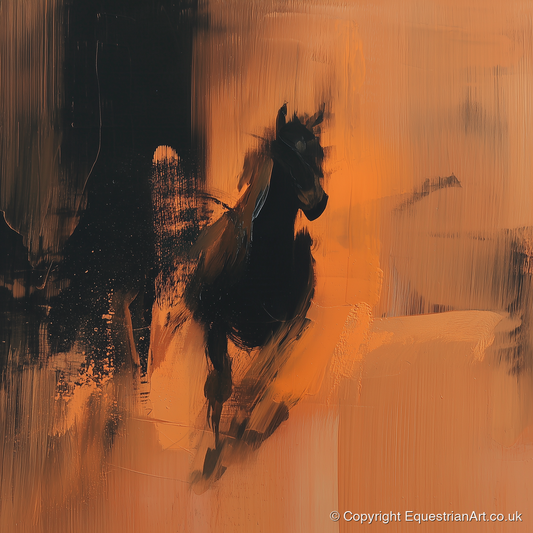 Shadow and Ember - horse portrait art print and canvas by James Yarborough A.I
