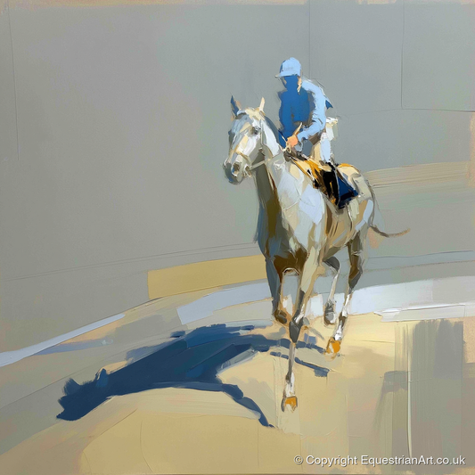Shadows in the Paddock - racing horse art print and canvas by Elias Thorne A.I