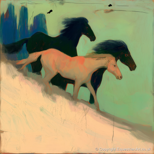 Shadows in the Sage - wild horses art print and canvas by Franklin Holloway A.I