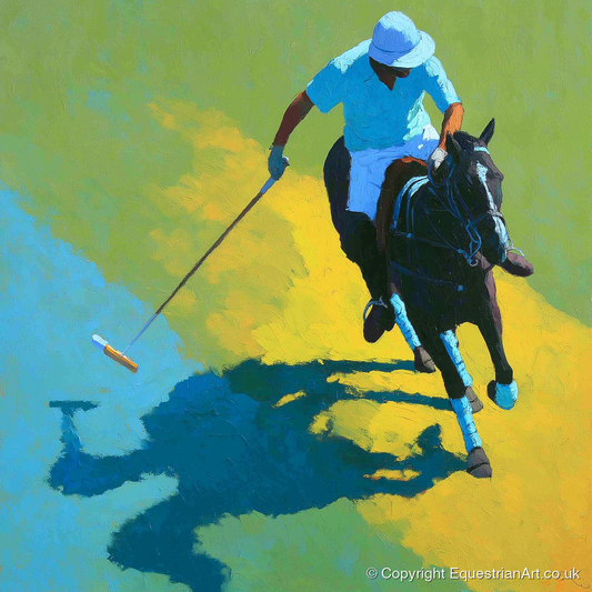 Shadows of the Chukka - polo horse art print and canvas by Daphne Morley A.I