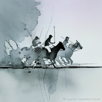 Shadows of the Chukka - polo horse art print and canvas by Adrian Frost A.I