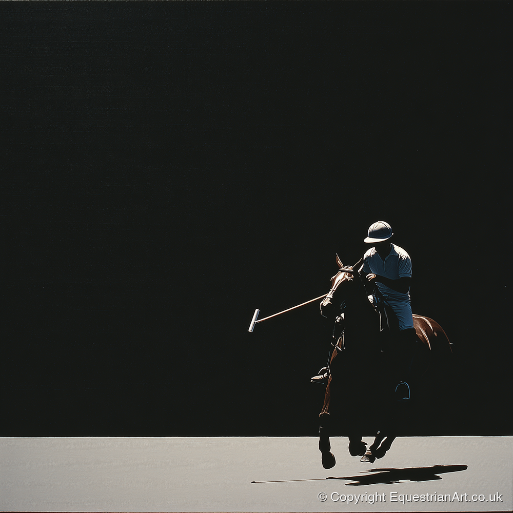 Shadows of the Chukka - polo horse art print and canvas by Adelaide Calloway A.I