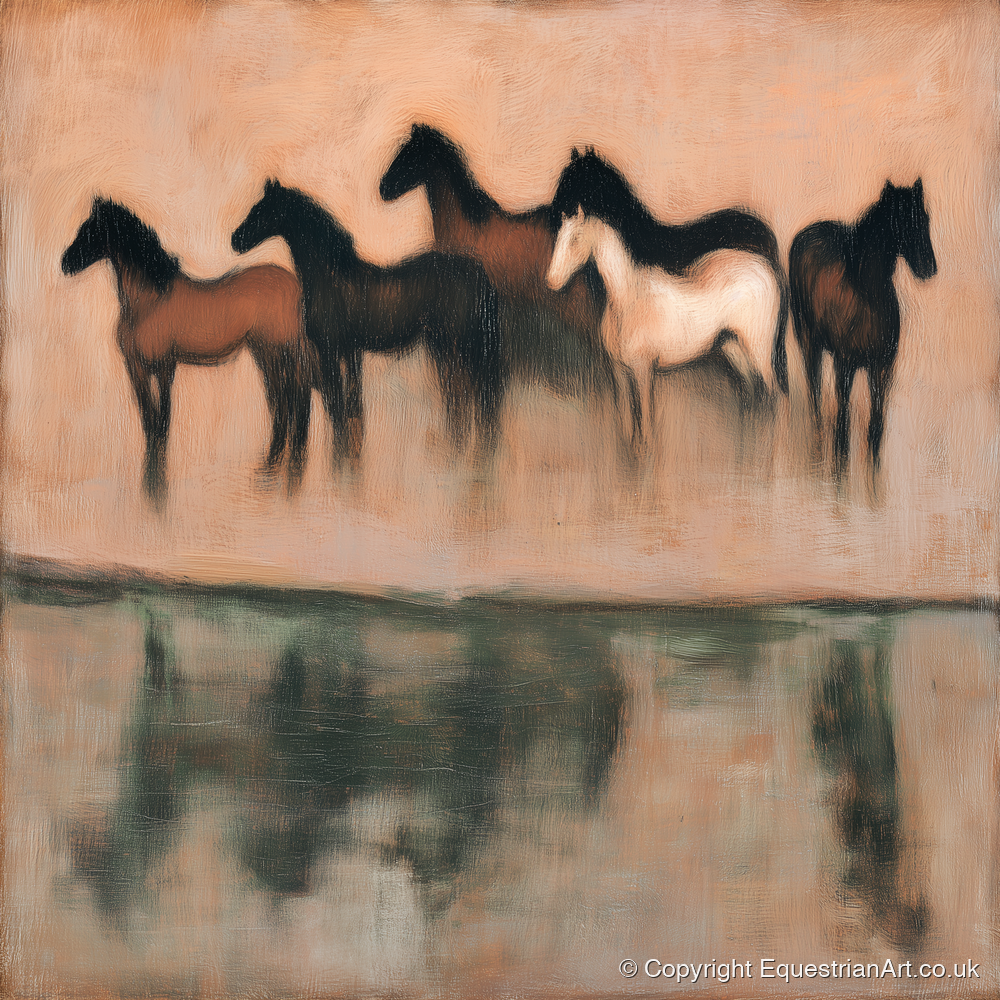 Shadows of the Herd - wild horses art print and canvas by Arabella Knight A.I