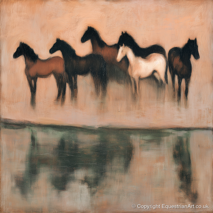 Shadows of the Herd - wild horses art print and canvas by Arabella Knight A.I