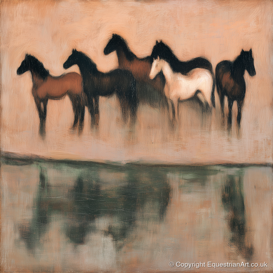 Shadows of the Herd - wild horses art print and canvas by Arabella Knight A.I