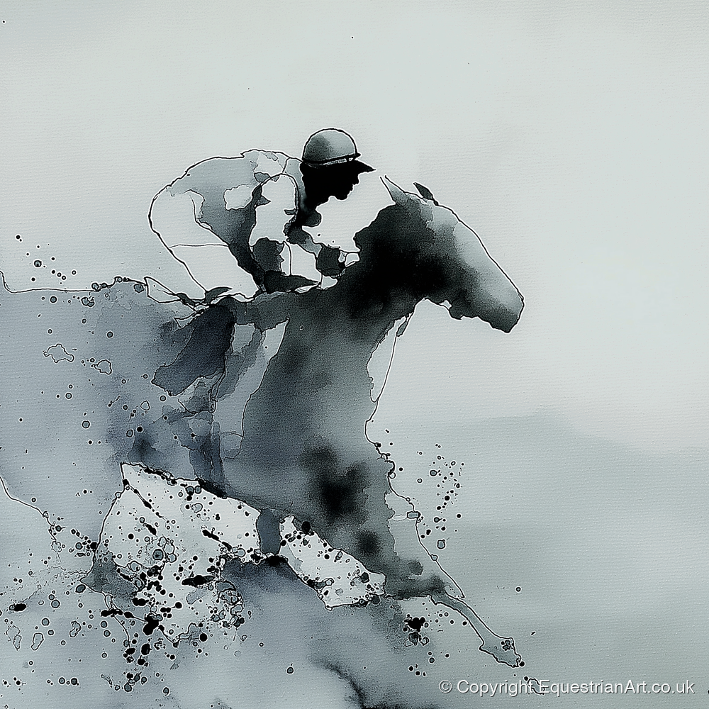 Shadows of the Track - racing horse art print and canvas by Adrian Frost A.I