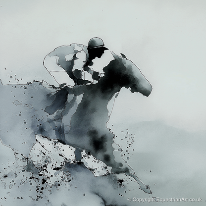 Shadows of the Track - racing horse art print and canvas by Adrian Frost A.I