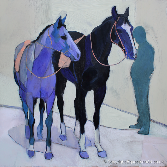 Shadows of the Yard - racing horse art print and canvas by Marcus Vane A.I