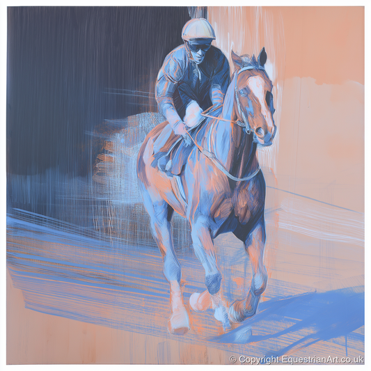 Shadows on the Track - racing horse art print and canvas by Charles Ashford A.I