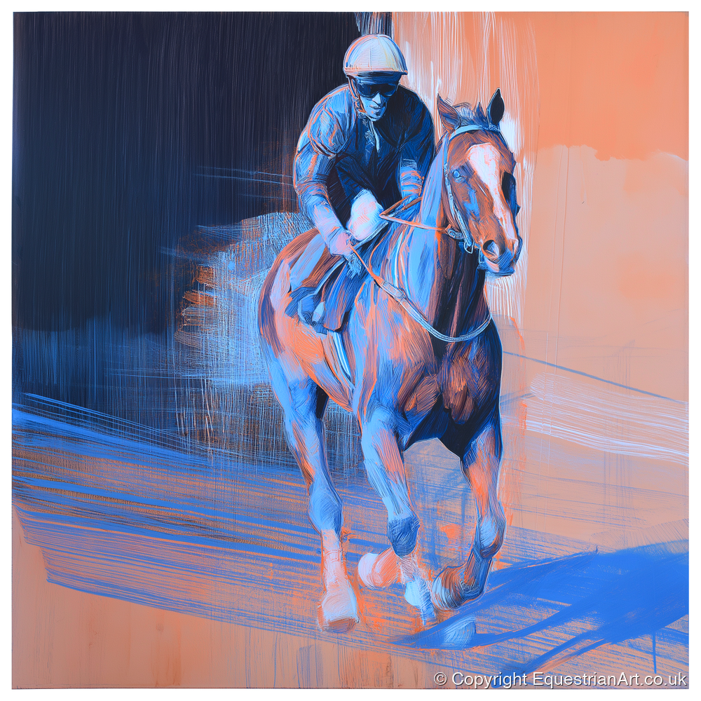 Shadows on the Track - racing horse art print and canvas by Charles Ashford A.I