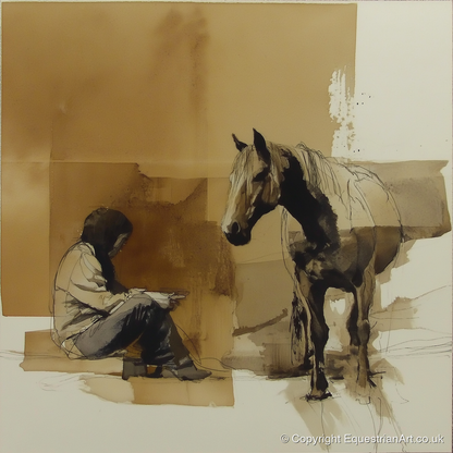 Shared Silence - horse & rider art print and canvas by Harrison Cole A.I