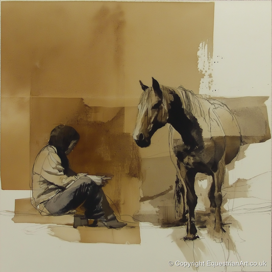 Shared Silence - horse & rider art print and canvas by Harrison Cole A.I