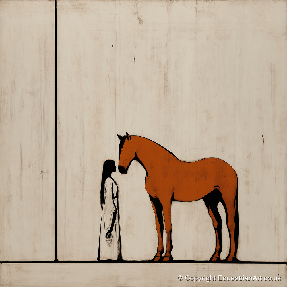 Shared Silence - horse & rider art print and canvas by Barnaby West A.I