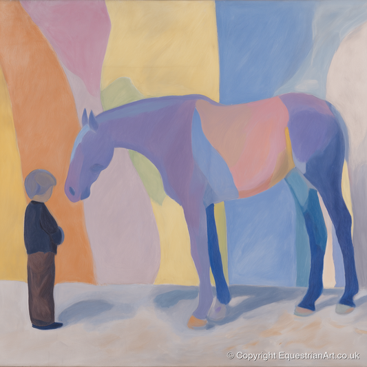 Shared Silence - horse & rider art print and canvas by Iris Pelham A.I