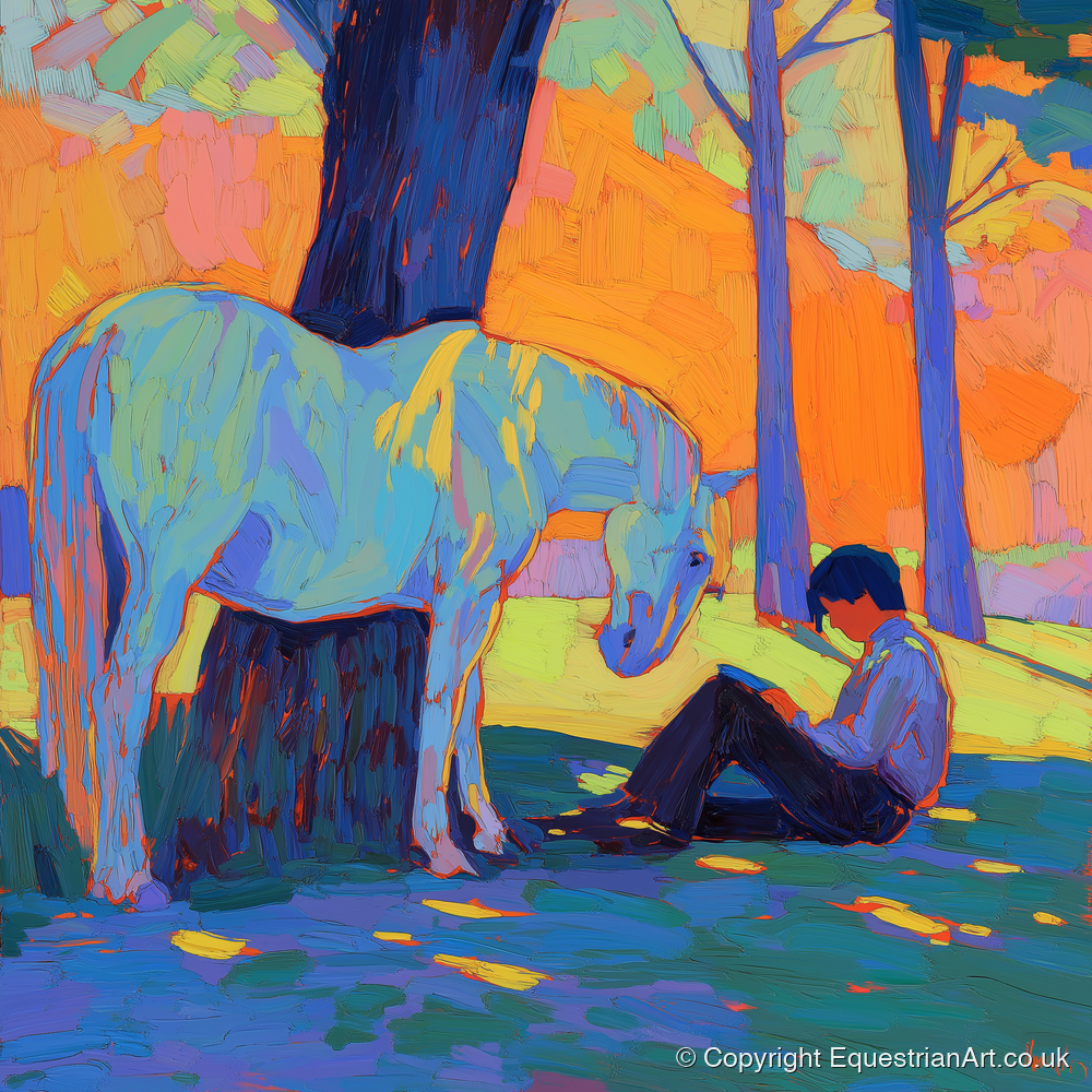 Shared Solitude - horse & rider art print and canvas by Jonathan Crawford A.I
