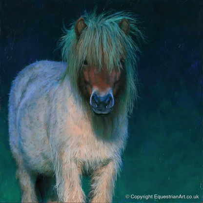 Shetland Pony in Moonlight - horse breed art print and canvas by Raymond Shaw A.I