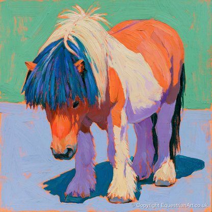 Shetland Pony In Vivid Colours - horse breed art print and canvas by Marshall Davies A.I