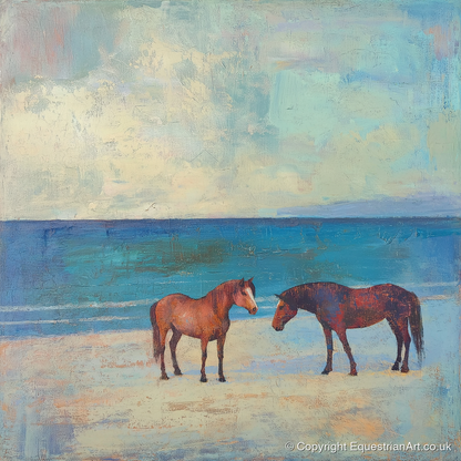 Shoreline Companions - horse landscape art print and canvas by Benedict Croft A.I