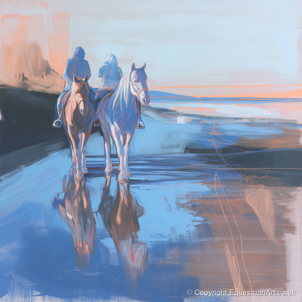 Shoreline Companions - horse landscape art print and canvas by Charles Ashford A.I