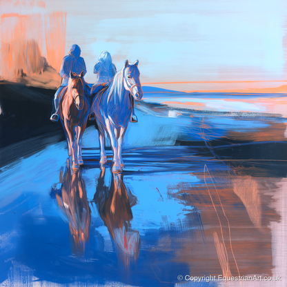 Shoreline Companions - horse landscape art print and canvas by Charles Ashford A.I