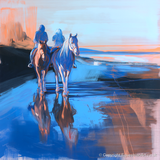 Shoreline Companions - horse landscape art print and canvas by Charles Ashford A.I