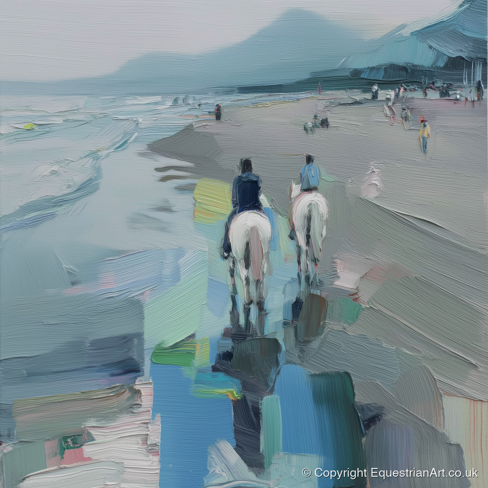 Shoreline Hack - horse landscape art print and canvas by Stella Waverly A.I