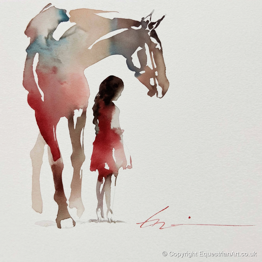 Silent Bond - horse & rider art print and canvas by Theodore Grant A.I