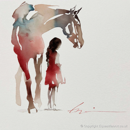 Silent Bond - horse & rider art print and canvas by Theodore Grant A.I